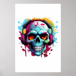 Ein DJ-POP ART SKULL-Akryllische Beschriftung Poster