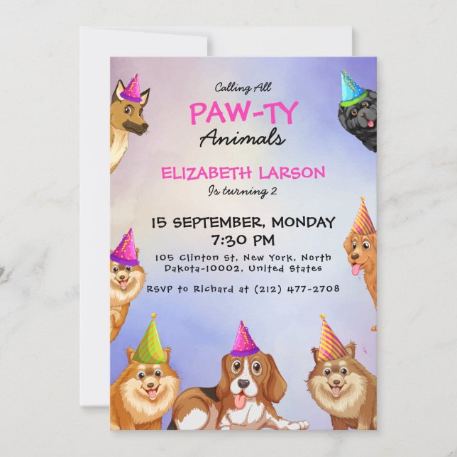 Ein Doggone Fun Birthday Paw-ty wartet! Zum Geburt Einladung (Vorderseite)