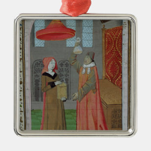 Ein Doktor, der Urin St. Elizabeths überprüft Silbernes Ornament