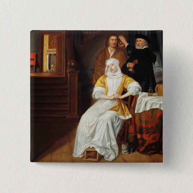 Ein Doktor Visiting eine junge Dame in einem Button (Vorderseite)