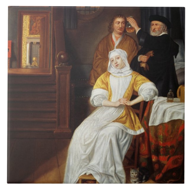 Ein Doktor Visiting eine junge Dame in einem Fliese (Vorderseite)