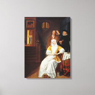 Ein Doktor Visiting eine junge Dame in einem Leinwanddruck