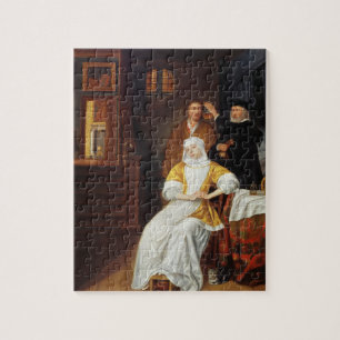 Ein Doktor Visiting eine junge Dame in einem Puzzle