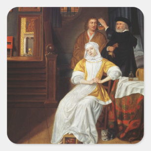 Ein Doktor Visiting eine junge Dame in einem Quadratischer Aufkleber