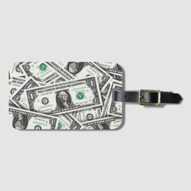 Ein-Dollar-Schein-Muster Gepäckanhänger (Vorderseite (Horizontal))