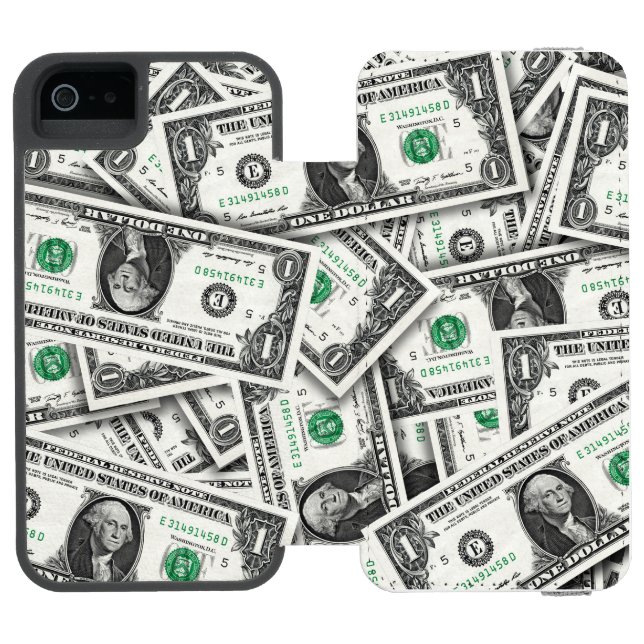 Ein-Dollar-Schein-Muster Incipio iPhone Geldbeutel-Hülle (Folio Geöffnet)