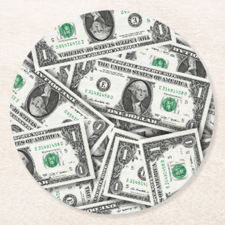 Ein-Dollar-Schein-Muster Runder Pappuntersetzer