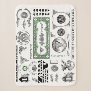 Ein-Dollar-Schein-Muster Sherpadecke