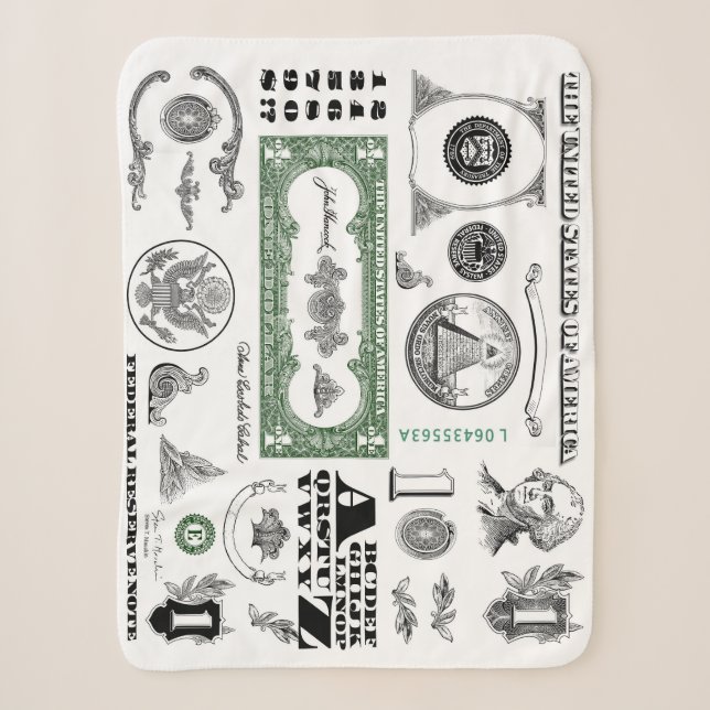 Ein-Dollar-Schein-Muster Sherpadecke (Vorderseite)