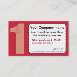 Ein Dollar weg von der Kupon-Karte Rabattkarte