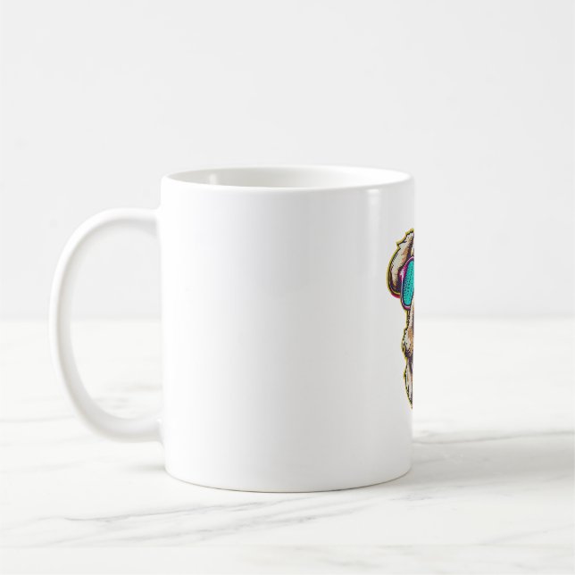 EIN DORABLE D O G MIT SONNENGLASEN KAFFEETASSE (Links)