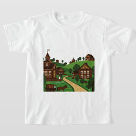 Ein Dorf in einem Illustrationsstil T-Shirt gezeic