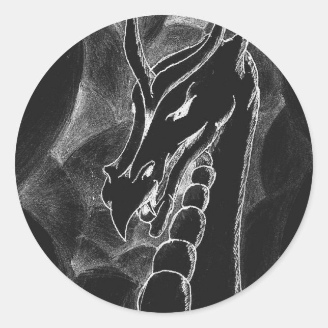 Ein Drache in Rauch (schwarz) Runder Aufkleber (Vorderseite)