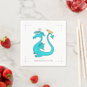 Ein Drache mit dem Vogel im Schwanz Papier Teller Serviette