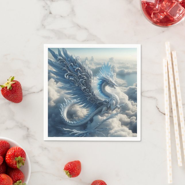 Ein Drache umgeben von Wolken Serviette (Beispiel)