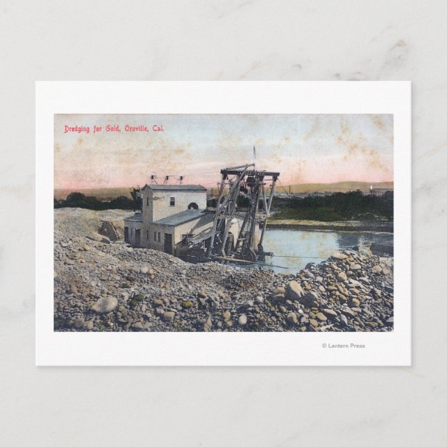Ein Dredger Dredging for GoldOroville, CA Postkarte (Vorderseite)