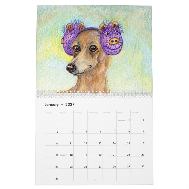 Ein dünner Hundejahr-Kalender Kalender (Jan 2027)