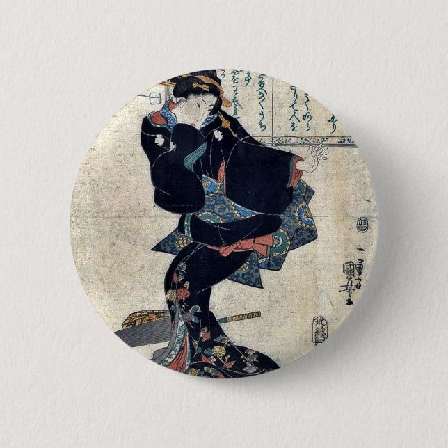 Ein durch Utagawa, Kuniyoshi Ukiyoe Button (Vorderseite)