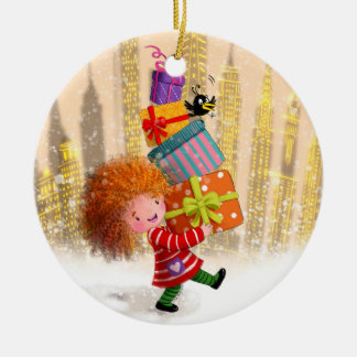 Ein Durcheinander aus Geschenken und Gekicher Keramik Ornament