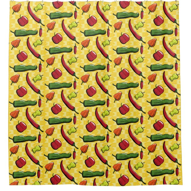 Ein Duschvorhang für Chili-Paprikaschoten (Vorderseite)