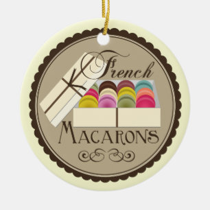 Ein Dutzend Franzosen Macarons in Geschenkboxen Keramikornament