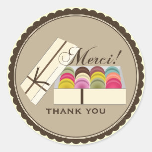 Ein Dutzend französischer Macarons Merci Vielen Da Runder Aufkleber