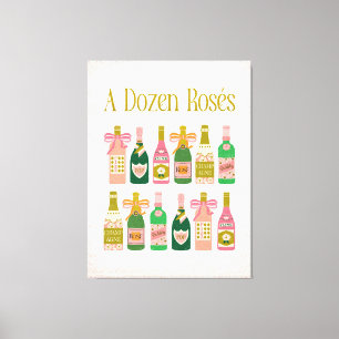 Ein Dutzend Rosés Pink Champagne Flaschen Wein Bar Leinwanddruck