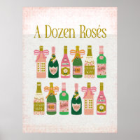 Ein Dutzend Rosés Pink Champagne Flaschen Wein Bar