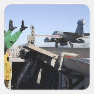 Ein EA-6B Prowler startet vom Führerraum Quadratischer Aufkleber