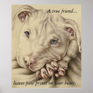 Ein echter Freund Verlasse Paw Prints: Pit Bull Po Poster