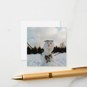 Ein echter Schneemann und ein winterliches Foto Begleitkarte