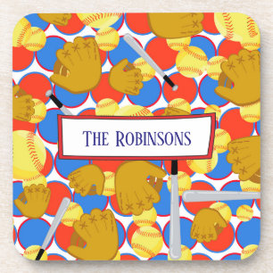 Ein eines netten Softballs Getränkeuntersetzer