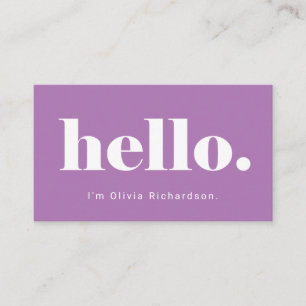Ein einfaches Hallo  Kühne und moderne Typografie Visitenkarte