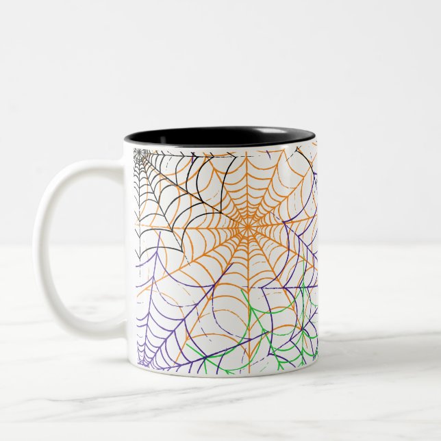 Ein einfaches Halloween-Webmuster Zweifarbige Tasse (Links)