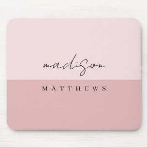 Ein einfaches, individuelles Monogramm Blush Pink Mousepad