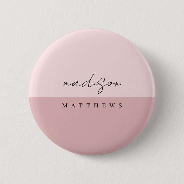 Ein einfaches, rosa, stylisches Monogramm Button (Vorderseite)