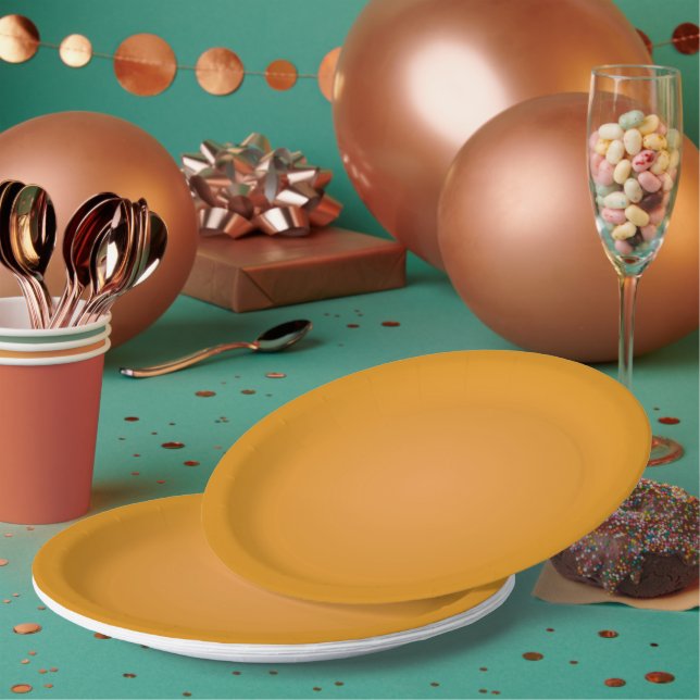 Ein einfaches, rundes, braun-oranges Papiertablett Pappteller (Multi)