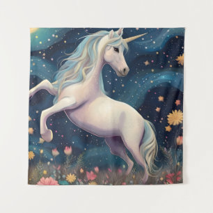 Ein Einhorn in der frühen Nacht Wandteppich