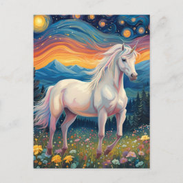 Ein Einhorn in der Starry Night Postkarte