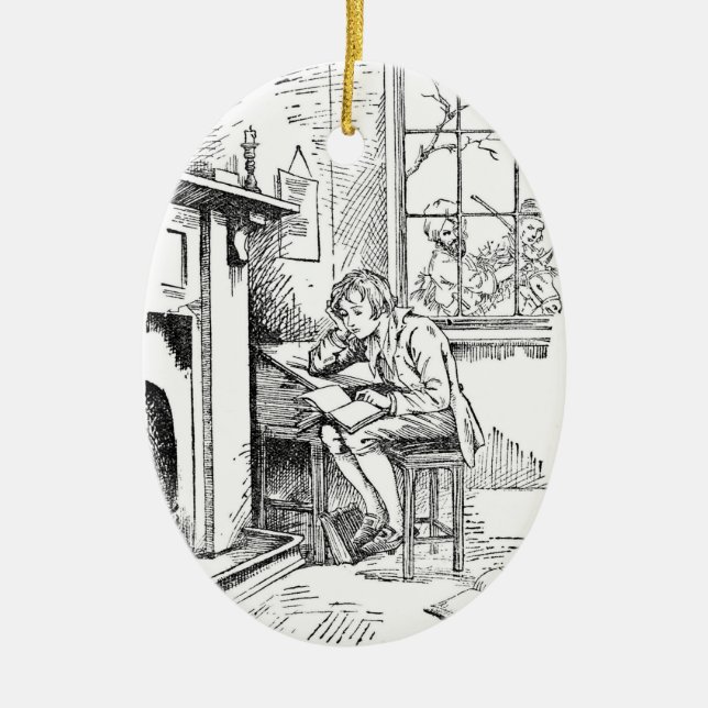 Ein einsamer Junge Keramikornament (Vorne)