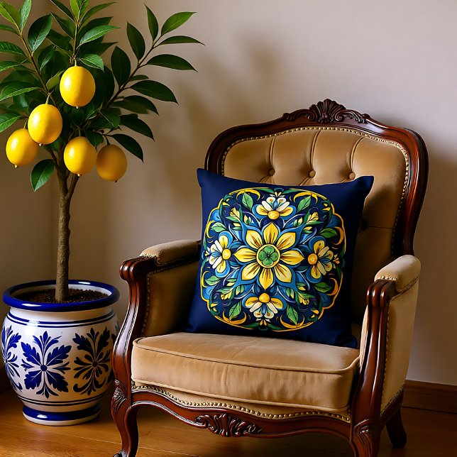 💚 💙 💛 Ein einzigartiges Azulejo Elegante: Mitte Kissen (A Unique Azulejo Elegance Midnight Garden Throw Pillow)