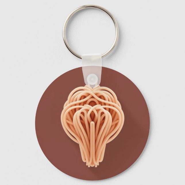 Ein einzigartiges Muster von Spaghetti Noodles Schlüsselanhänger (Vorderseite)