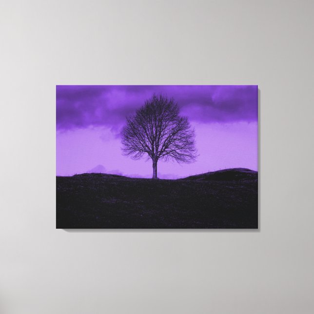 Ein einziger Pop Baum Kunst, Lila Landschaft Leinw Leinwanddruck (Vorderseite)