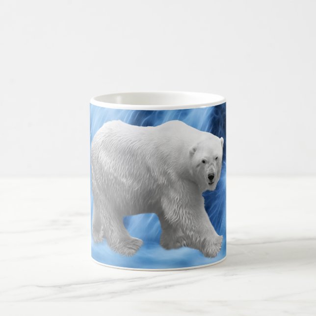 Ein Eisbär am gefrorenen Wasserfall Tasse (Mittel)