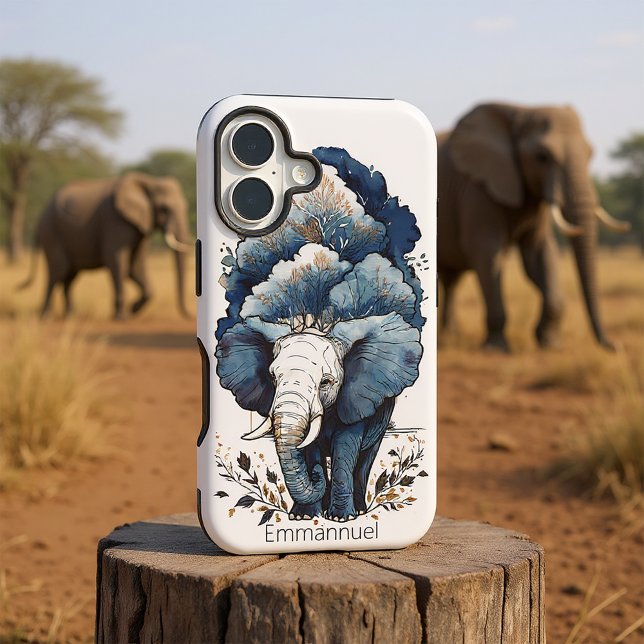 Ein Elefant läuft unter den Bäumen iPhone 16 Hülle (Von Creator hochgeladen)
