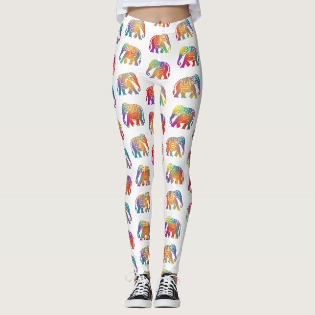 Ein Elefantendesign im Retrostil Leggings (Vorderseite)