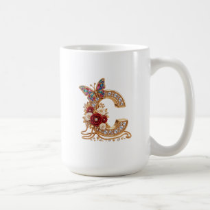 Ein eleganter goldener Ballon in Form des Buchstab Kaffeetasse