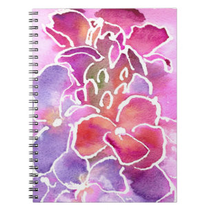 Ein elegantes Blumenrosa und Mauve Spiral-Notebook Notizblock