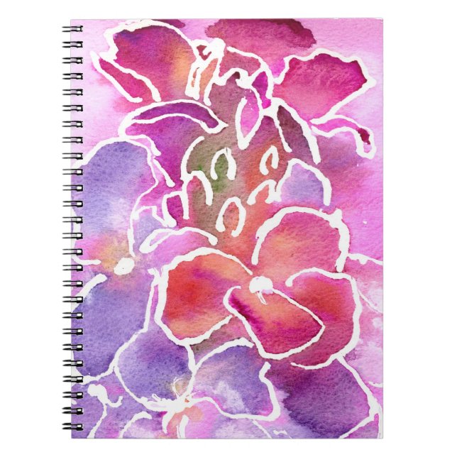 Ein elegantes Blumenrosa und Mauve Spiral-Notebook Notizblock (Vorderseite)