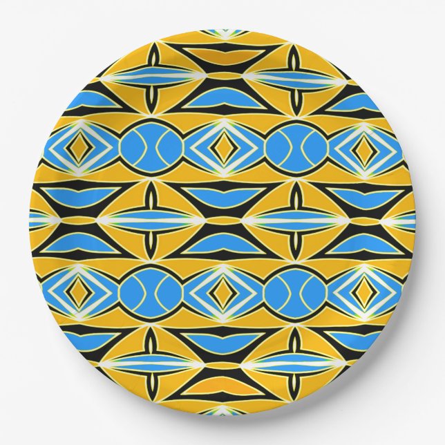 Ein elegantes mehrfarbiges klassisches Designpapie Pappteller (Vorderseite)